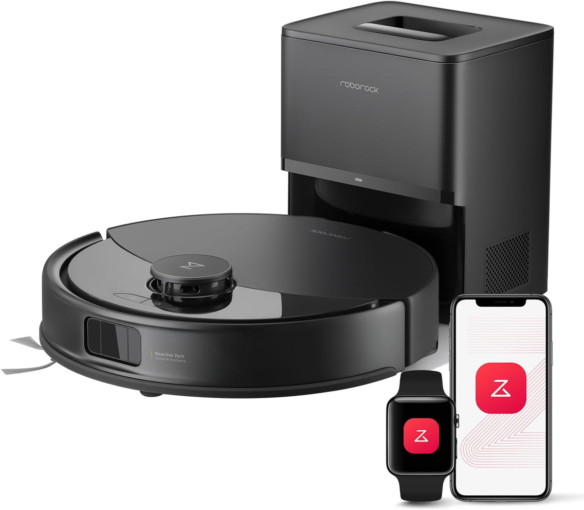 roborock Saugroboter, Schwarz, Q10 X5+ mit Wischfunktion, Auto-Entleerungsstation für 7 Wochen, 10000 Pa Saugkraft