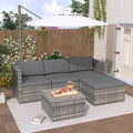 kozamas Sofa, Grau, Polyrattan Eck- Gartenmöbel Set mit Beistelltisch und, verstellbare Liegefunktion (5 Stufen)