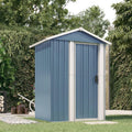 LAPOOH Gerätehaus, 126x97,5x177 cm, Verzinkter Stahl, Blau/Grau, Geräteschuppen, Gartenhaus, Fahrradunterstand