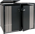 Mendler Mülltonnenbox, 122x132x84 cm, 53 kg, Anthrazit/Edelstahl, 2er-Mülltonnenverkleidung HWC-O67, mit Deckel, Metall - anthrazit Edelstahl