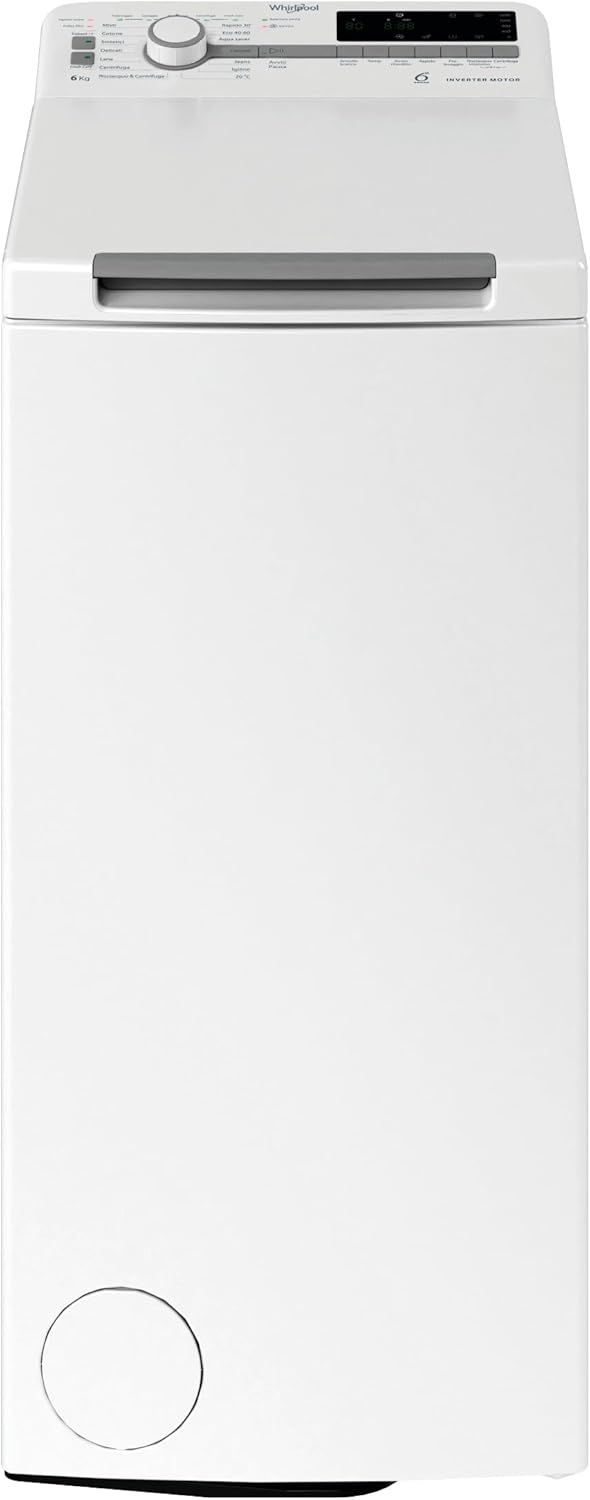 Whirlpool Waschmaschine, 40 x 60 x 90 cm, 6 kg, Weiß, TDLR 6251BS IT/1, Toplader Slim, freistehend, 1200 U/m