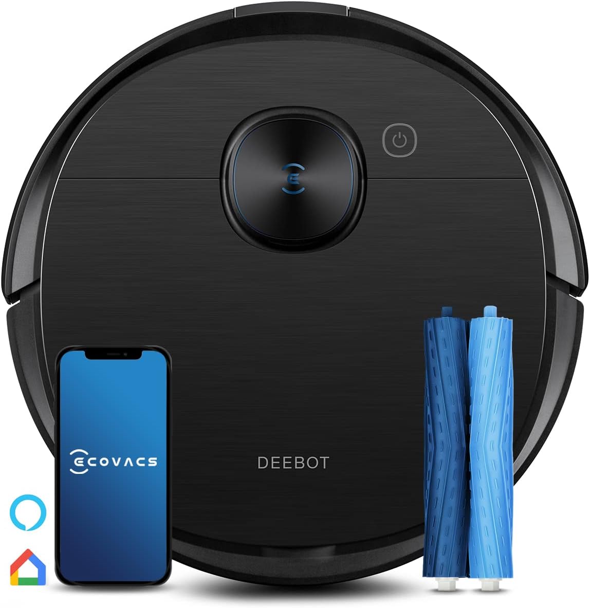 ECOVACS Saugroboter, Schwarz/Blau, DEEBOT T9 AIVI mit Wischfunktion (3000Pa AIVI, Verwicklungsfreie AeroForce® Multi-Surface