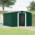 Woonisher Gerätehaus, 257x298x178 cm, Verzinkter Stahl, Grün/Silber, Metall Grün, Fahrradschuppen Gartenbox Mit Doppel-Schiebetüren