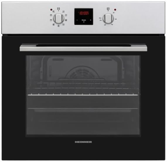 HEINNER Backofen, 65 L, Silber/Schwarz, HBO-V659GCD-IX Einbau-, Garraum, Multifunktionsofen mit Umluft, Grill & Heißluft