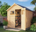 Gerätehaus Alpholz, 202 x 252 cm, 14 mm, Natur/Scharz, Alisha aus Fichten-Holz, Gartenhaus mit Wandstärke, Holzhaus inklusive Montagematerial
