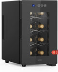 WIE Weinkühlschrank, 23 L, Schwarz, 8 Flasche Getränkekühlschrank Weinschrank Klein 5-18°C