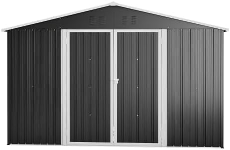 Gerätehaus kozamas, Feuerverzinktes Stahlblech, pulverbeschichtet, Schwarz/Weiß