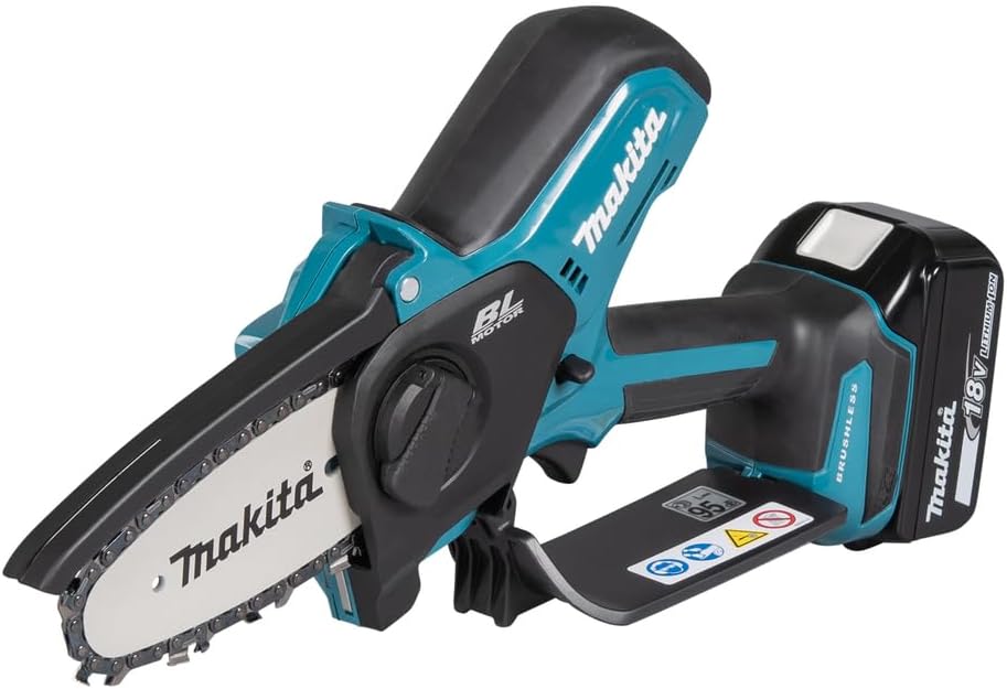 Makita Kettensäge, 3,0 Ah, 18 V, Blau/Schwarz, DUC101RF06 Akku-Astsäge inkl. Schnellladegerät DC18RC