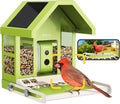 Birdfy Kamera, Grün/Weiß, Metall Vogelfutterhaus mit zur Live-Vogelbeobachtung, KI Vogelerkennung ohne ABO, Echtzeit-Benachrichtigung