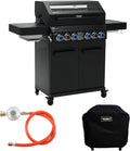 TAINO Gasgrill, Schwarz/Orange, PLATINUM YAMARA DARK 4+2 Set Stahl 4 Brenner Keramik