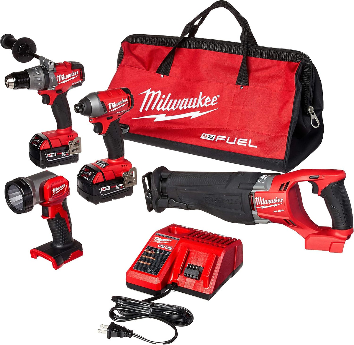 Milwaukee Werkzeug-Sets, Rot/Schwarz, 2896, 24 M18 Fuel 4-tool Combo Kit