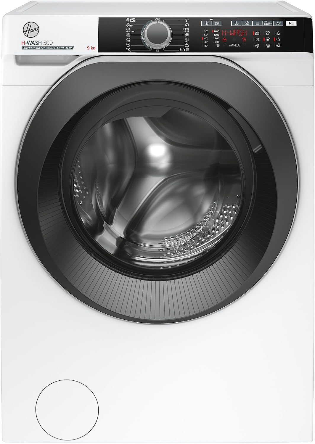 Hoover Waschmaschine, 9 kg, Weiß/Schwarz, H-WASH 500 HWE 49AMBS/1-S / /Klasse A/Eco-Power Inverter