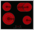 PKM Kochfeld, 60 cm, Schwarz/Rot, EB-C4-2KBTCG Glaskeramik, Edelstahlrahmen, 4 er, 9 Heizstufen je Kochzone, Touch Control