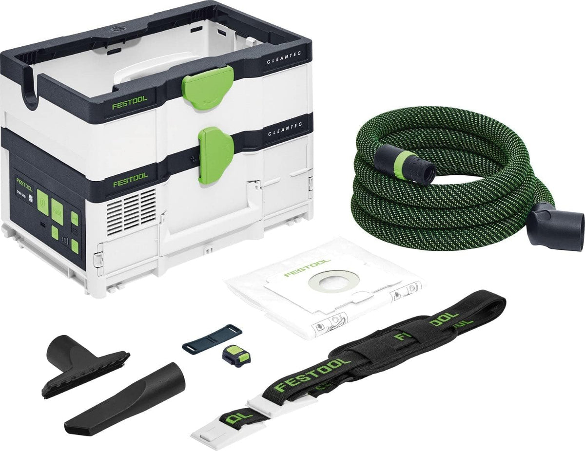 Festool Elektrowerkzeug, weiß/schwarz/grün, Akku-Absaugmobil CTMC SYS I-Basic CLEANTEC (mit Hauptfilter, Filtersack montiert