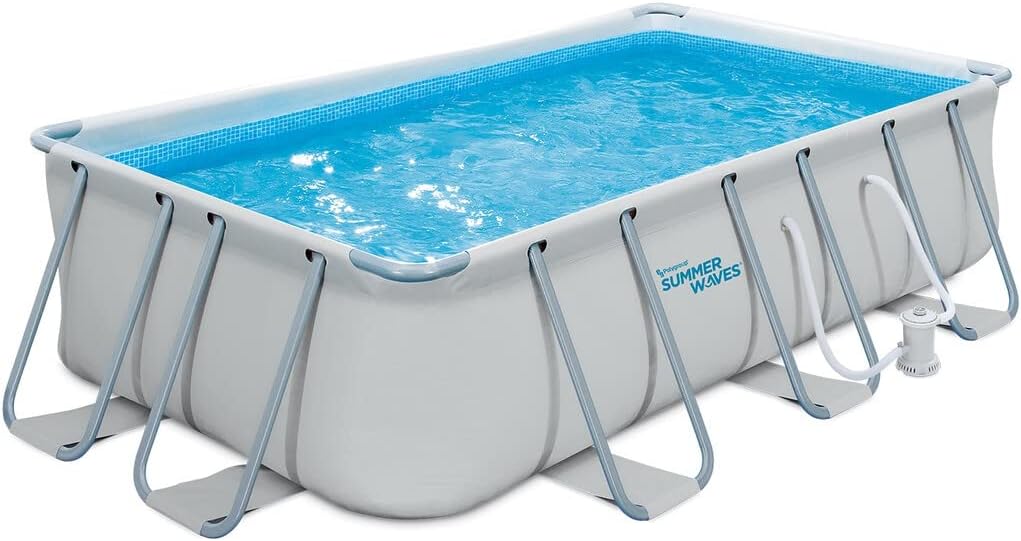 PolyGroup Stahlrahmenpool, 400x200x100 cm, weiß/blau, Abnehmbarer Swimmingpool Elite Frame Summer Waves