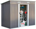 GOPLUS Gerätehaus, 238 x 131 x 181 cm, 4 L, Grau, Metall, Geräteschuppen Outdoor wetterfest, Garten Schuppen mit 2 Schiebetüren