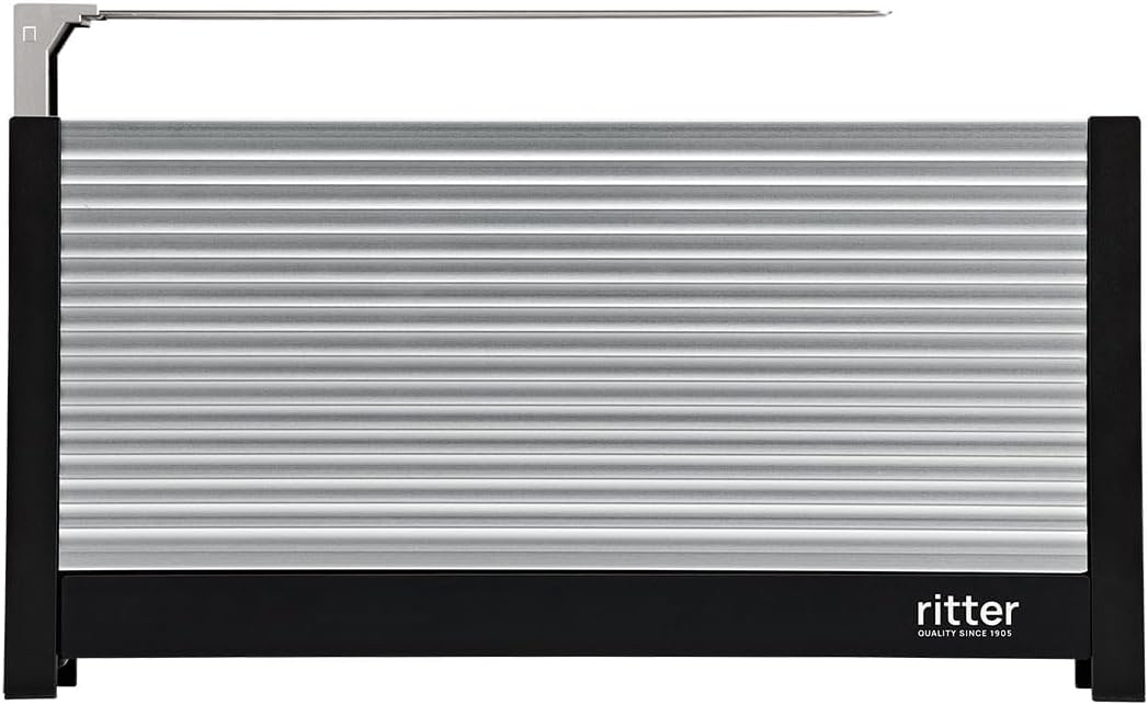 Ritter Toaster, Silber/Schwarz, volcano 3 Langschlitz mit Brötchenaufsatz, extra schmal, Made in Germany