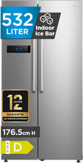 Midea Side-by-Side-Kühlschrank, 176,5 cm, 335 L, 197 L, Silber, MERS530FGD02 Side-by-Side