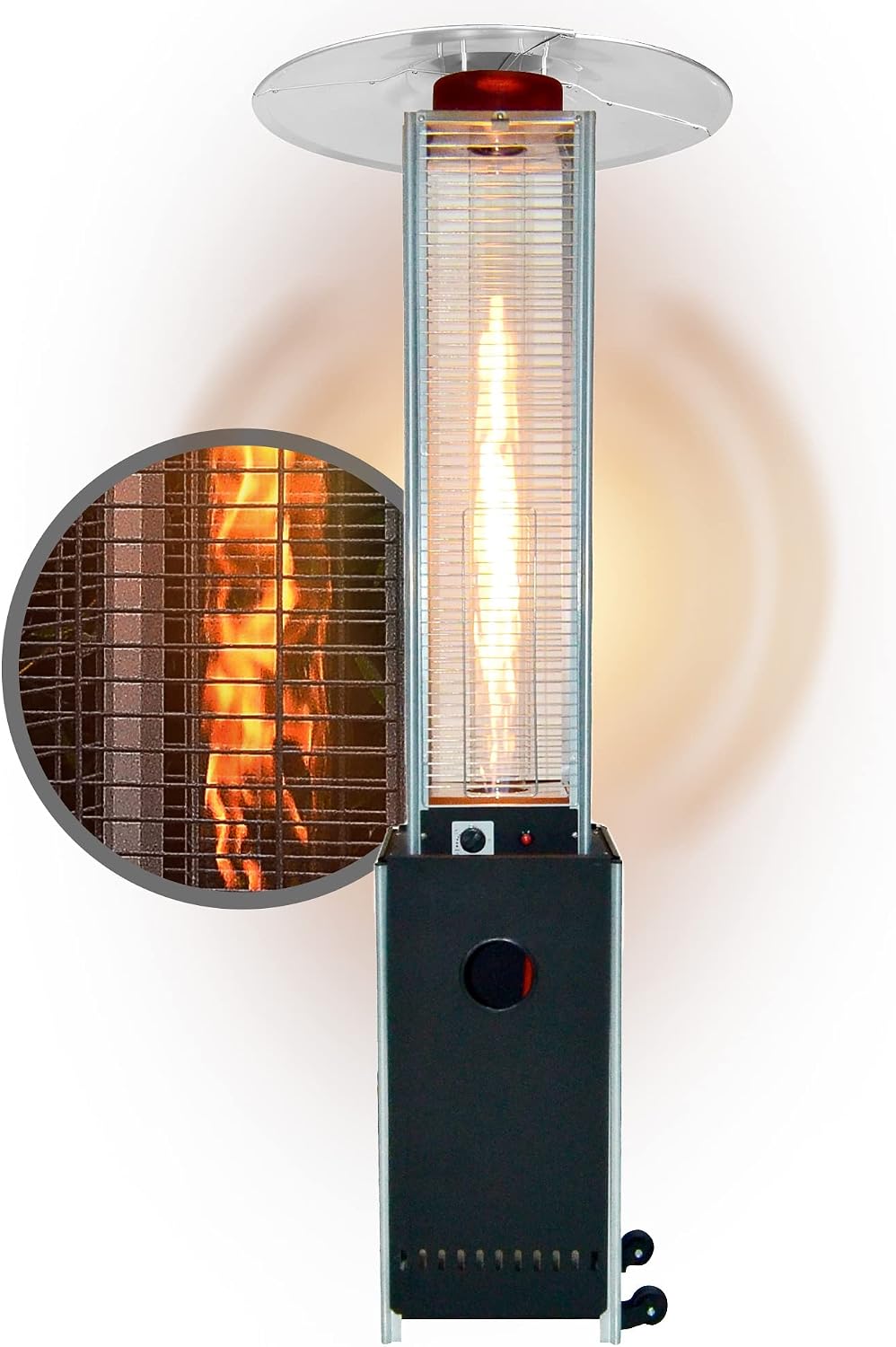 APANA Heizstrahler, 12,5 kW, Schwarz/Silber, Gasheizer Bellamente Cristal praktischer Gas für Terrasse