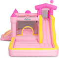 Outfunny Hüpfburgen, 450 W, Pink/Gelb, Hüpfburg groß für Kinder, Aufblasbare Hüpfburg Indoor & Outdoor mit Gebläse