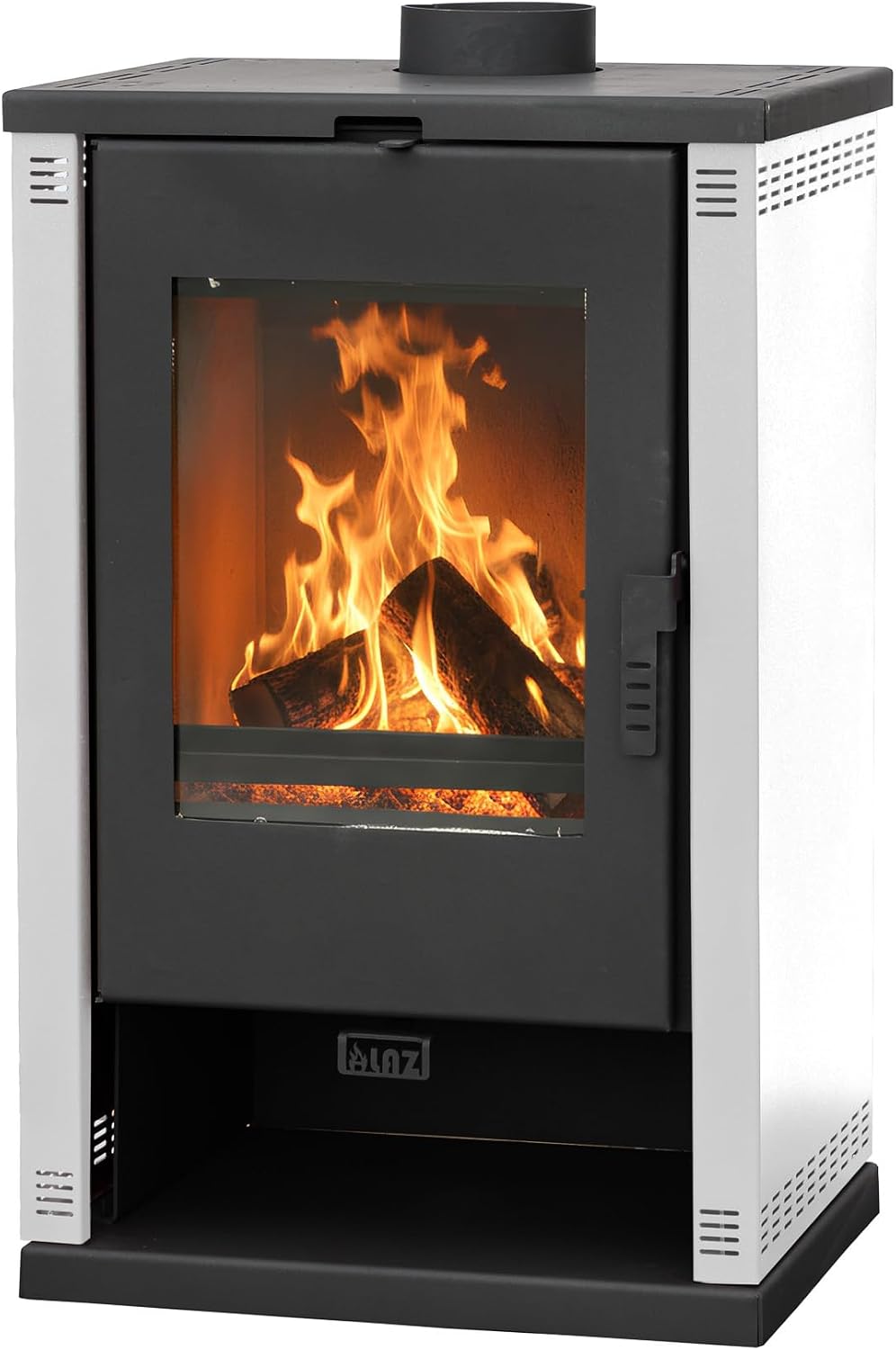 ALAZ Kaminofen, 10 kW (Nennwärmeleistung), 50 cm, 9 kW, 2 cm, Schwarz/Weiß, Mouse K9-MAX, Weiß, Für Holzscheite bis