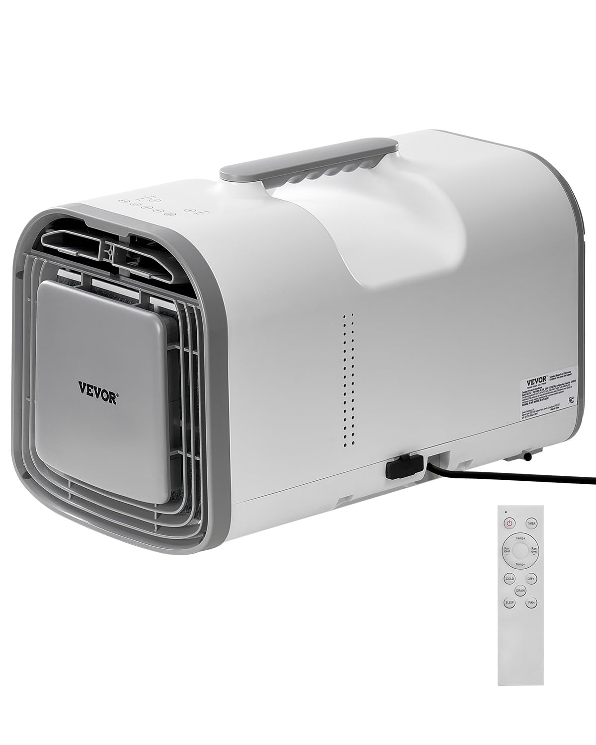 VEVOR Mobiles Klimagerät, Weiß/Grau, Tragbare Klimaanlage, 4250 BTU, 3-Gang-Klimagerät mit 24-Stunden-Timer, Kühler