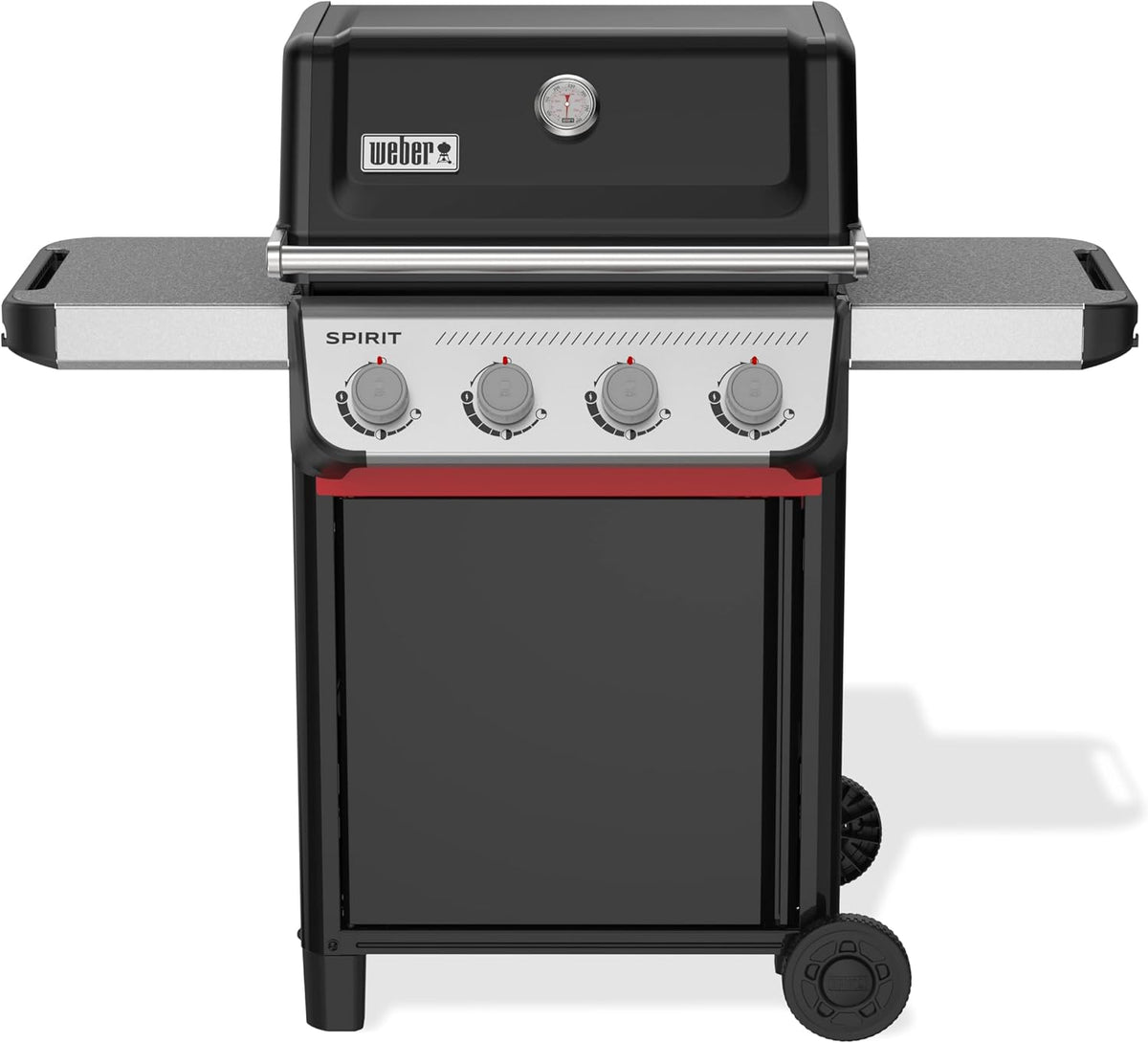 Weber Gasgrill, 51 x 46 cm, Schwarz/Silber, Spirit E-410 / 4 Brenner, Snap-Jet Zündung, Robuste Räder und Warmhalterost