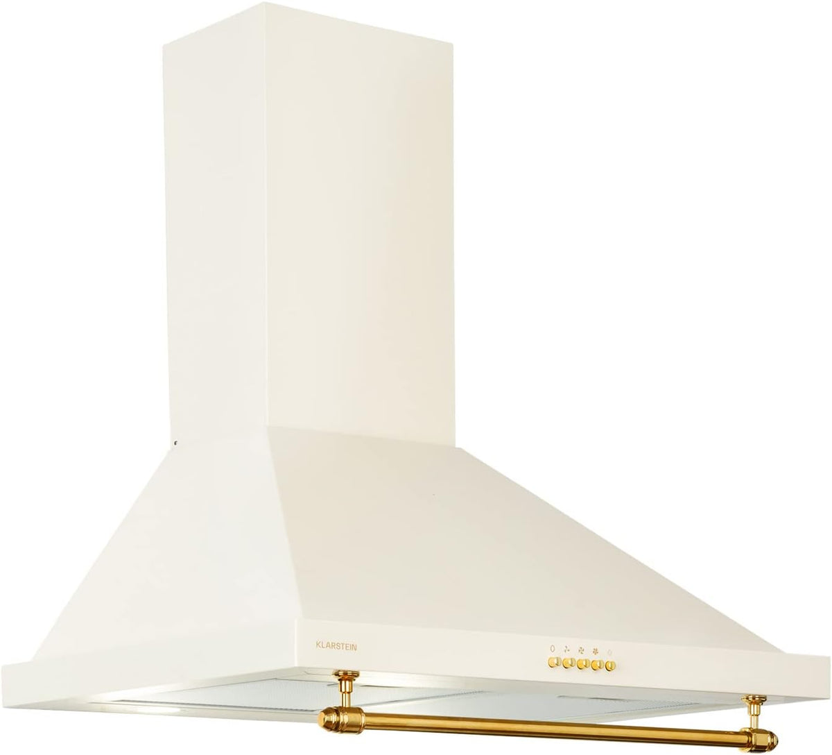 Klarstein Dunstabzugshaube, 591,5 m, 60 cm, 60 cm, Weiß/Gold, Abluft- mit LEDs, Leistungsstarke Abzugshaube Leise