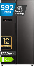 Midea Side-by-Side-Kühlschrank, 177,5 cm, 379 L, 219 L, Schwarz, MDRS791MIC28 Side-by-Side Kühl-/Gefrierkombination No Frost