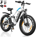VARUN Mountainbike, 18AH, 250 W, 48 V, Weiß/Schwarz, E Bike, E-Bike Herren mit 26 * 4.0' Fat Tire, Akku, Bis zu 150 KM