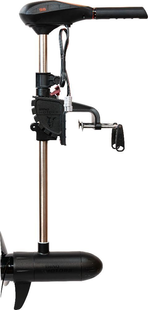 Rhino Motors Außenborder, 79 cm, 600 W, 9 kg, 12 V, Schwarz/Silber, VX 55 V2 Elektro Außenbordmotor, 55 lbs Schubkraft