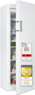 Exquisit Gefrierschrank, 194 Liter, Weiß, NoFrost, Tiefkühlschrank groß, Alarm-Funktion, 4-Sterne-Gefrieren, Schnellgefrieren