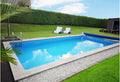 KWAD Stahlrahmenpool, 300 cm, 600 cm, 150 cm, Blau/Grau/Weiß, Set: Rechteckpool mit Edelstahlleiter (5-tlg.)