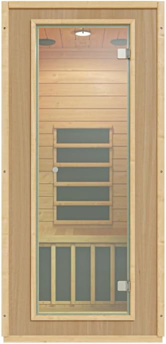 SwedHeat Wärmegeräte, 90x90x190 cm, 1,4 kW, Holzfarben/Klarglas, Infrarotkabine 1 Person, Hemlockholz natur, Ganzglastür Klarglas