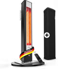 VASNER Heizstrahler, Schwarz, HeatTower + AirCape, Infrarot Stand 2500 Watt mit Abdeckhaube, Terrasse, 4 Heizstufen