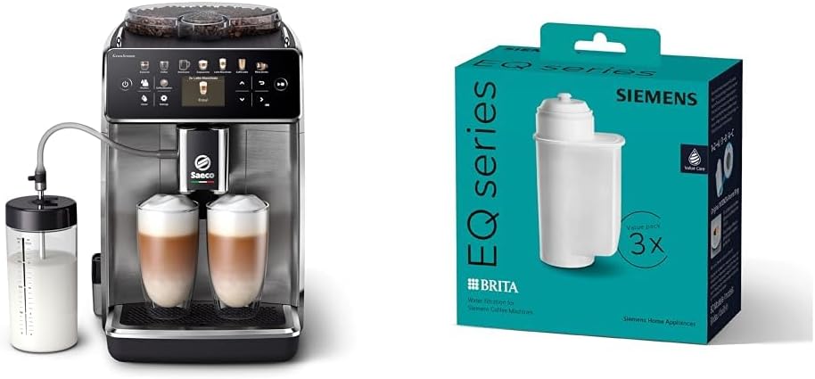 Philips Domestic Appliances Kaffeevollautomat, Schwarz/Silber, Saeco GranAroma, 16 Kaffeespezialitäten & Siemens BRITA Intenza Wasserfilter