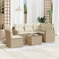 Sofa Verderoom, Beige/Creme, Rattan Gartenmöbel Set mit Stauraum Polyrattan Lounge