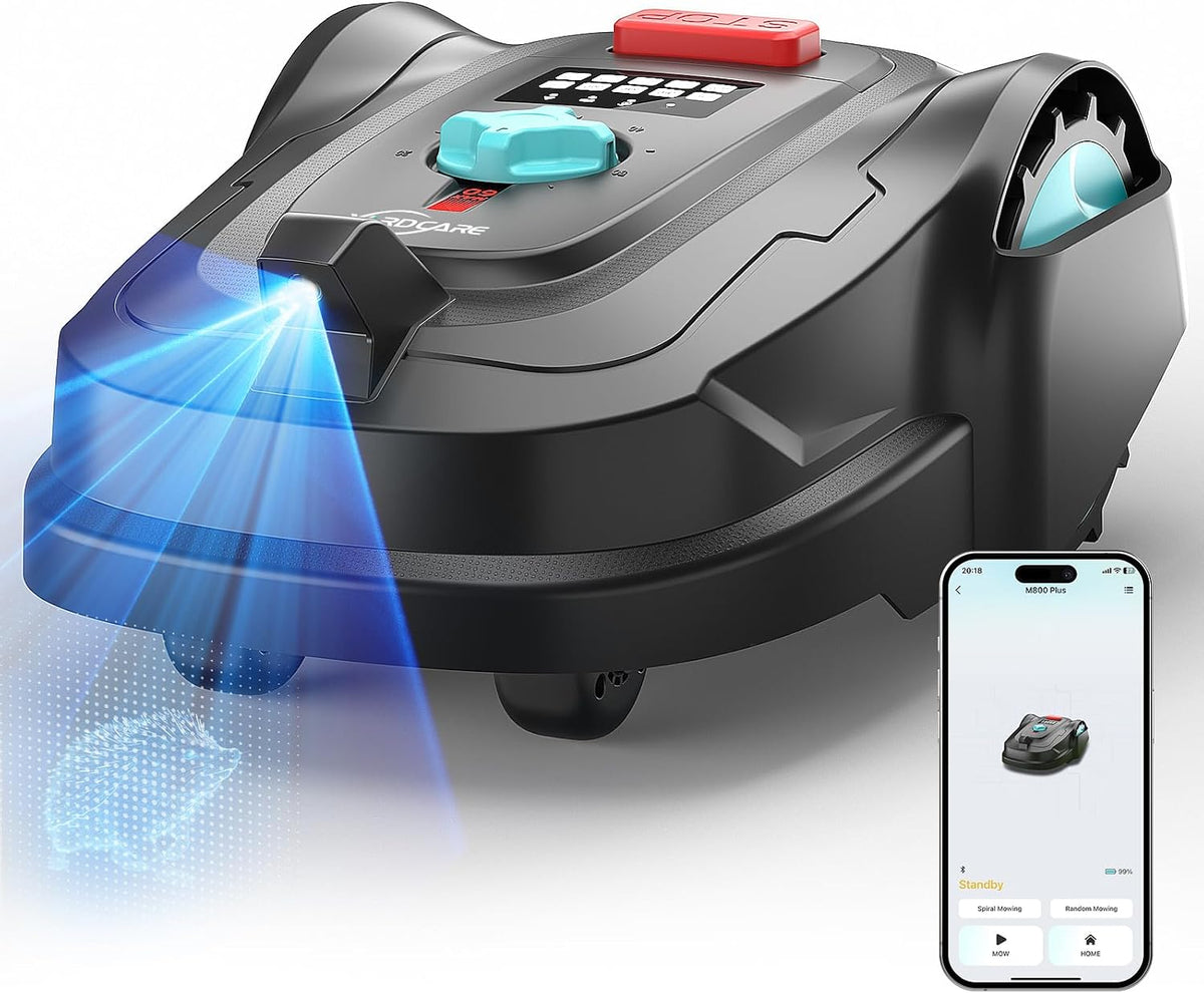 YARDCARE Mähroboter, 800 m, Schwarz/Rot/Blau, M800Plus ohne Begrenzungskabel, Max. ², GPS Positionierung+KI Vision