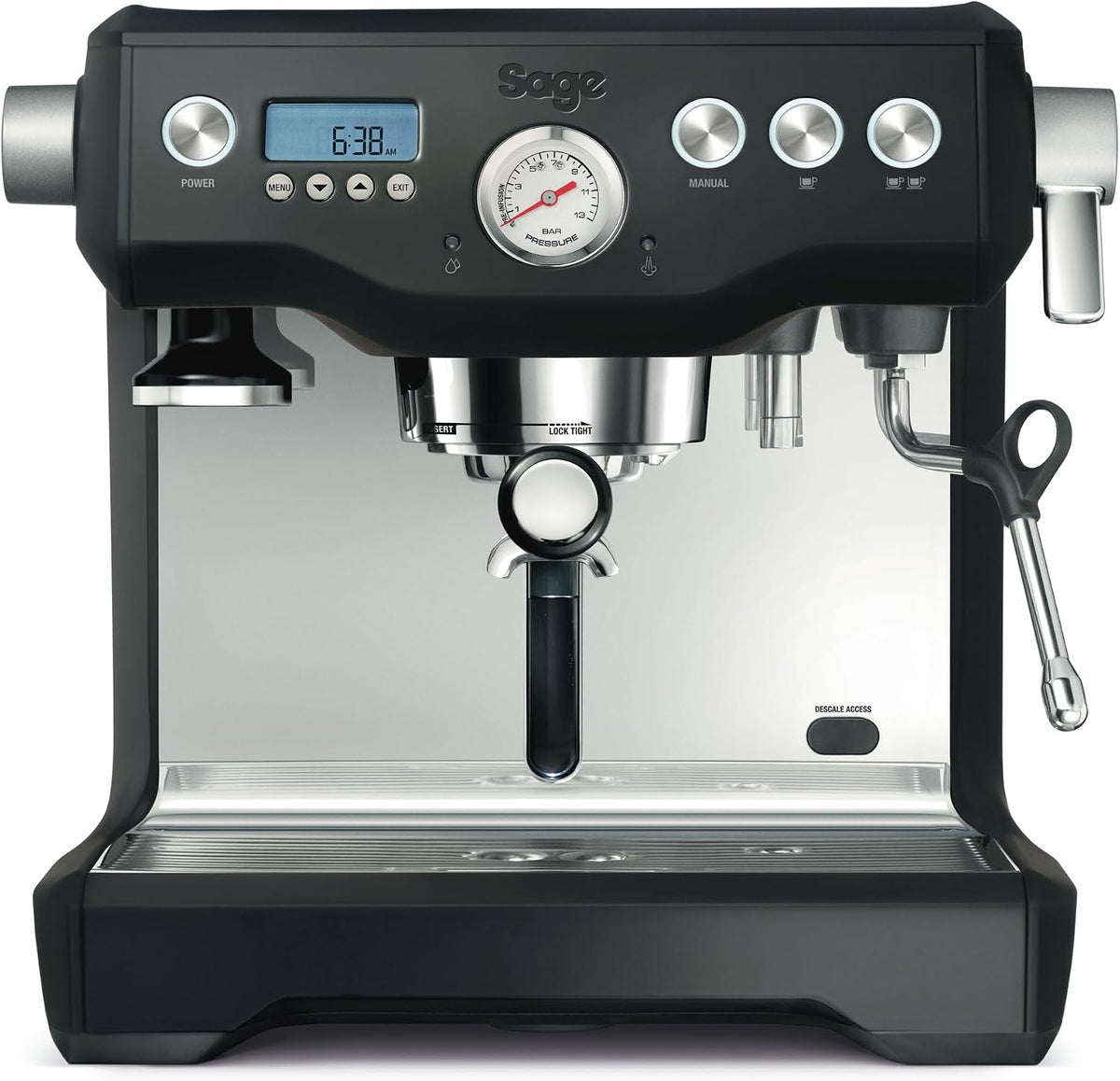 Doppelte Kaffe Maschine - Contessa Duo Milchaufschäumer, 2200 W, 15 Bar, Schwarz/Silber