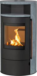 H&M Germany Kaminofen, 150 mm, 8kw, Schwarz/Grau, München Max Style schwarz/Naturstein Rauchrohranschluss
