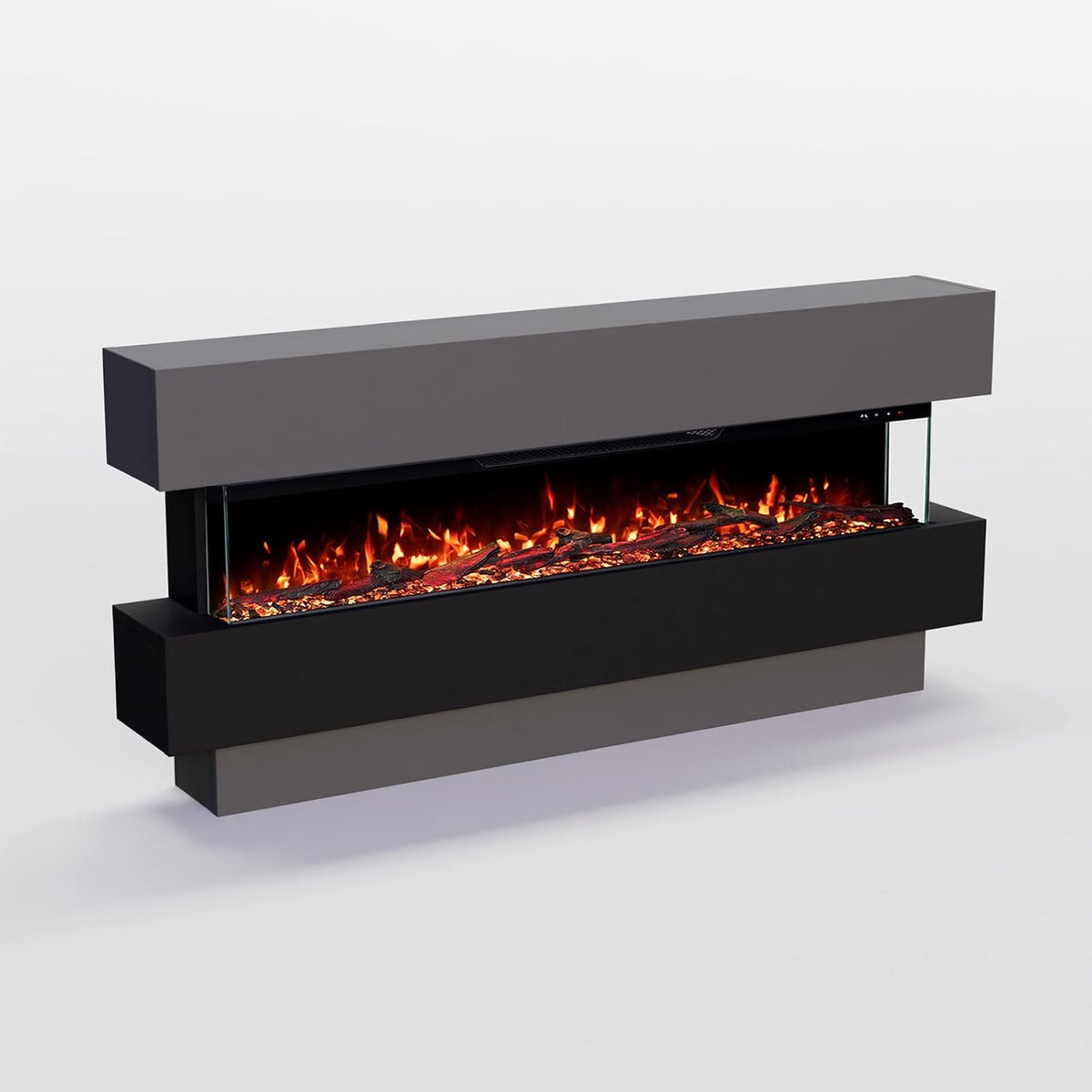 GLOW FIRE Elektrokamin, 149x69x21 cm, 1800 W, Schwarz/Grau, Cobalt 50 mit realistischem 3D LED-Feuer - Stand