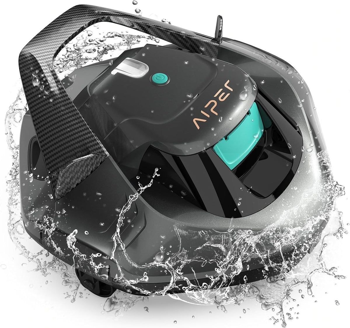 AIPER Poolroboter, 80 m, Schwarz/Grau/Türkis, Poolsauger Akku Kabellos hält 90 Minuten, LED-Anzeigeleuchten, Automatisches Parken