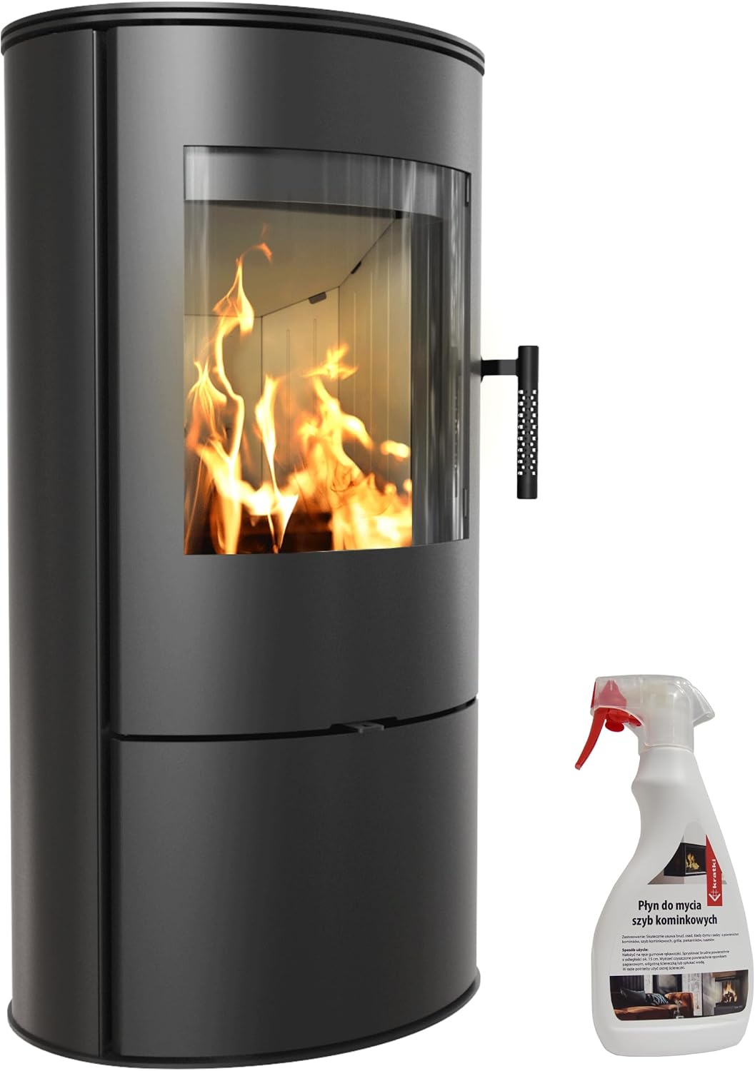 kratki Kaminofen, 150 mm, 7 kW, Schwarz, aus stahl ROLLO bereit Satz Ø 150 mit Raumluftunabhängig, Bblass Verkleidung