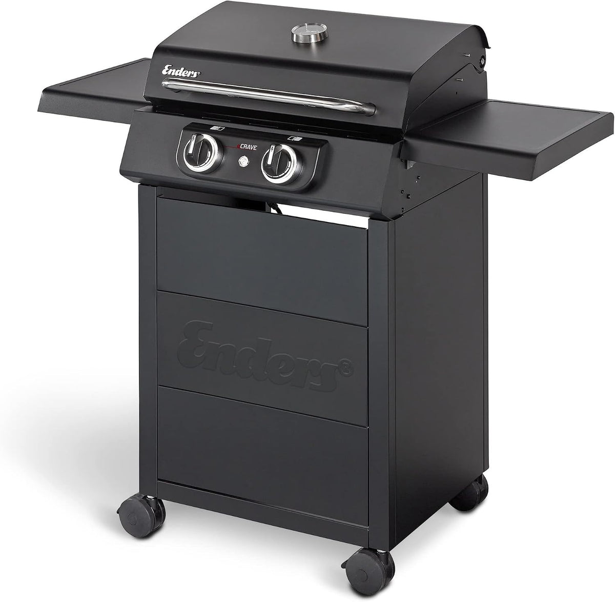 Enders Elektrogrill, Schwarz, ® eCRAVE 2, mit Gussrost, Grillwagen mit viel Stauraum, SIMPLE CLEAN™ Reinigungssystem