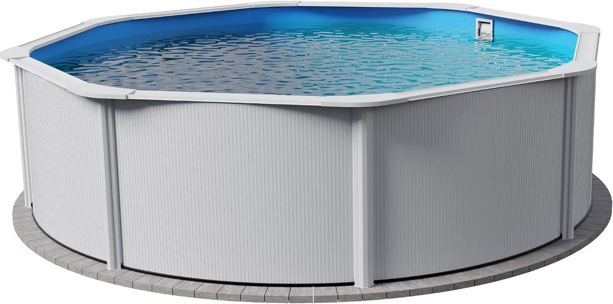 Planet Pool Stahlrahmenpool, 450x120 cm, 120 cm, 0,4 mm, 0,3 mm, weiß/blau, Stahlwand rund Größe wählbar, tief, Stahl weiß