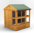 Powersheds Gewächshaus, 12 mm, Braun/Grün, Satteldach Holz- mit Sicherheitsfunktionen, PVC-Fensterbänke, Tür & Fenster anpassbar