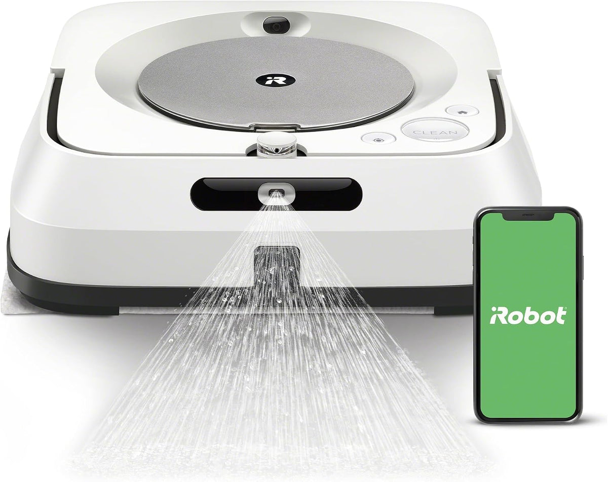 Sofa iRobot, Weiß/Silber, Braava Jet m6 (m6138) Wischroboter mit, Nasswischen und Trockenfegen, Kompatibel mit Sprachassistenten