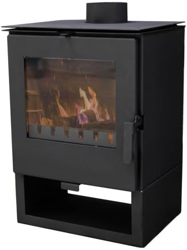 Kaminofen, 6 kW, Schwarz, ALAZ K5S, Kamin Heizofen Dauerbrandofen Holzofen, Кaminholz Hüttenofen, Кaminfeuer, Briketts Kam