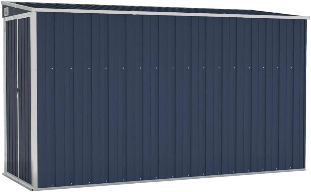 KOIECETA Gerätehaus, 118x288x178 cm, Verzinkter Stahl, Metall, Anthrazit, Anbauschuppen Wand Geräteschuppen Gartenhaus Gartenschrank
