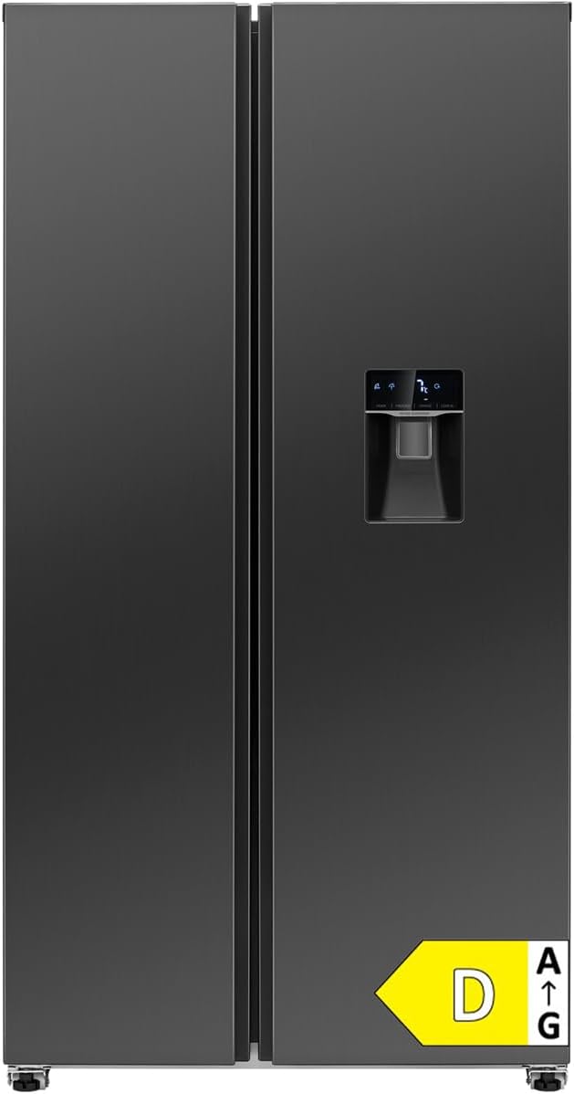 Bomann Kühlschrank, 177 cm, Dunkel Inox, ® Side by Side, Wasserspender mit Tank, Energieklasse D, NoFrost, 5 Jahre Kompressor-Garantie
